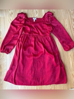 Speechless Girls' Bright Red Long-Sleeve Empire Dress